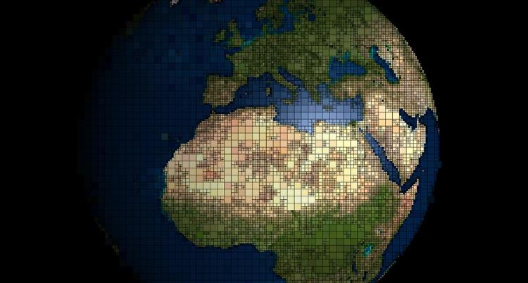 pixelated globe